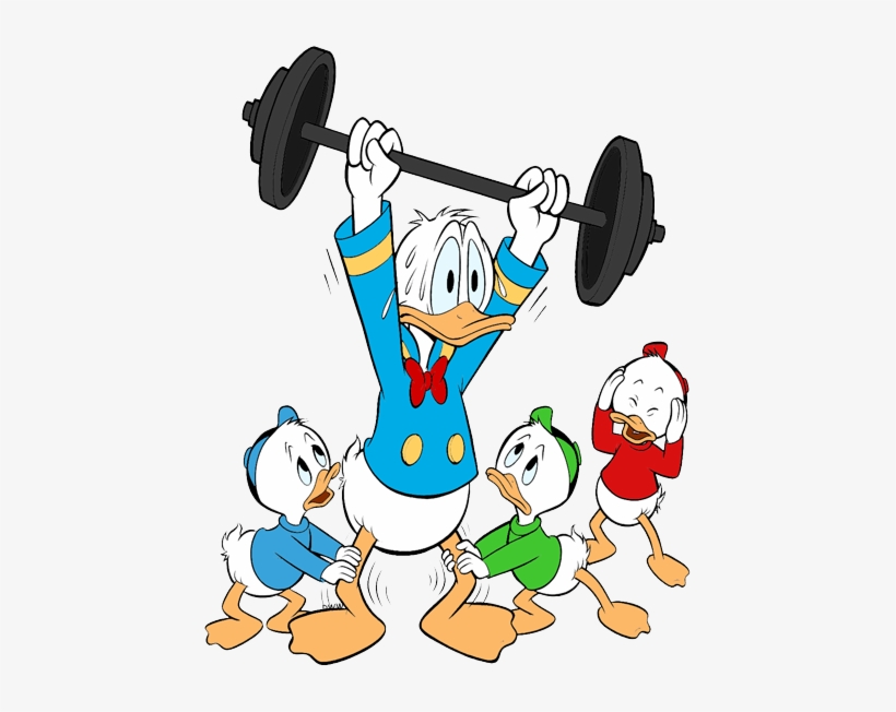 Goofy Goofy, Pluto Donald Duck Lifting Weights, Huey, - Donald Duck Lifting Weights, transparent png #3489261