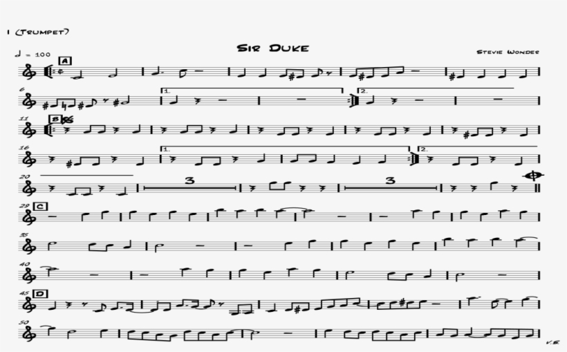 Sir Duke Parts - Sheet Music, transparent png #3489921