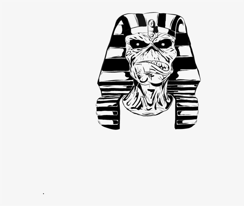Eddie Iron Maiden Powerslave - Iron Maiden Eddie Head Black And White, transparent png #3489971