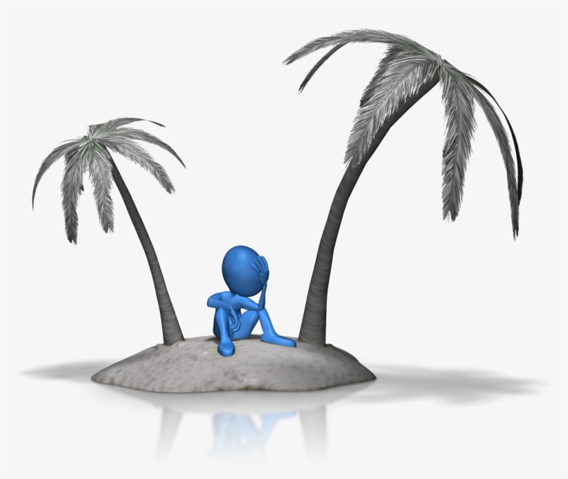 Stuck On Island 1600 Clr - Stick Figure Stranded On Island, transparent png #3490470