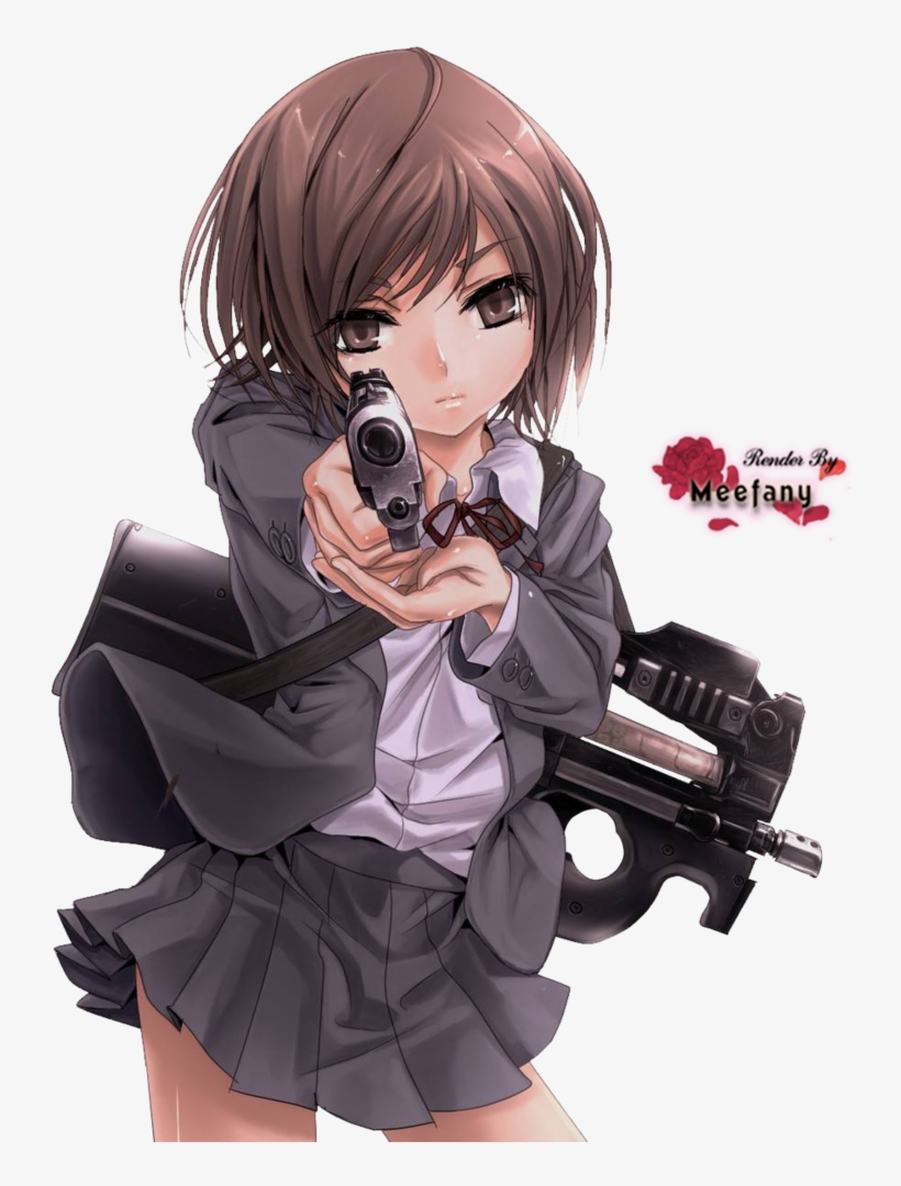 Gunslinger Girl - Sad Anime Girl Gun, transparent png #3491482
