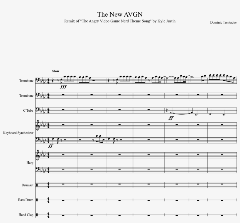 The New Avgn Sheet Music Composed By Dominic Trentadue - Document, transparent png #3491720