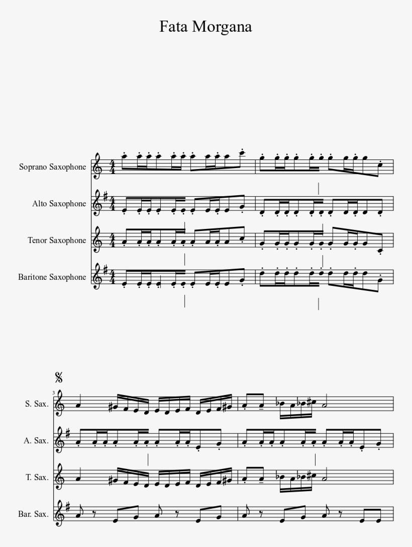 Fata Morgana Sheet Music 1 Of 3 Pages - Saxophone, transparent png #3493561