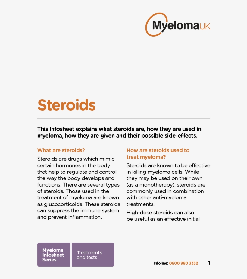 Myeloma Uk Steroids Infosheet - Myeloma Uk, transparent png #3494536