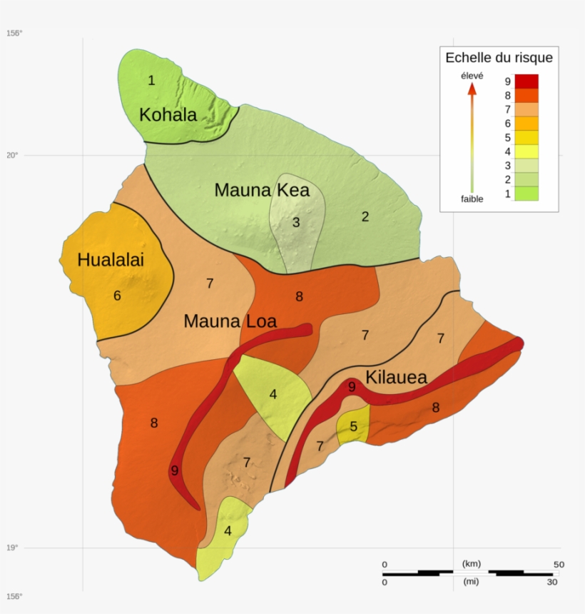 Volcanes De Hawaii Mapa Clipart Mauna Loa Kohala Map - Hazard Map, transparent png #3495040