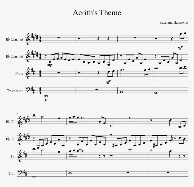 Print - Aerith's Theme 2 Pages, transparent png #3495875