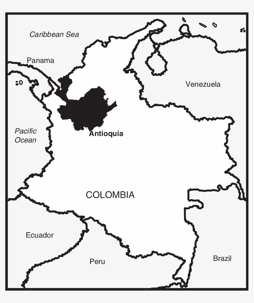 Map Showing The Geographic Location Of The Study Area - Map Of Colombia, transparent png #3496021