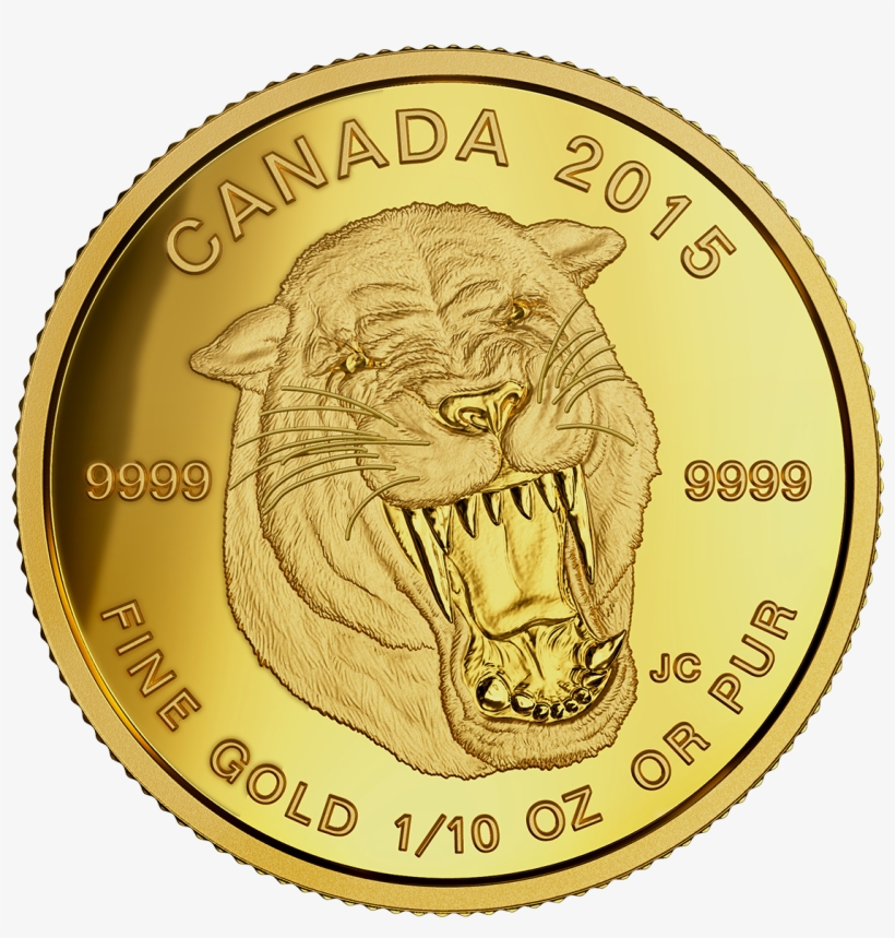 Canada 2015 Prehistoric Animals-scimitar Cat Proof - Gold Coin Prehistoric Animals American Scimitar Sabre, transparent png #3498424