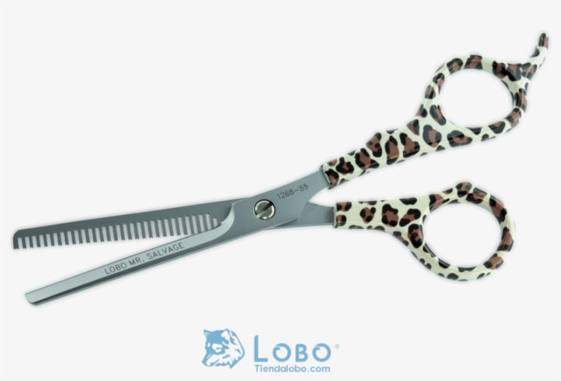 Tijera Estilista Microdentado Lepoardo Acero Inoxidable - Scissors, transparent png #3499196