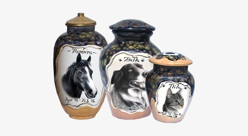 Charcoal Pet Portrait Available In 3 Urn Styles - Urn, transparent png #3499430