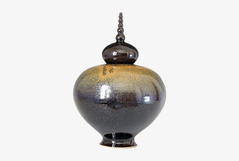 Blue Black And Brown Speckled Glazed Ceramic Urn With - Ceramic, transparent png #3499536