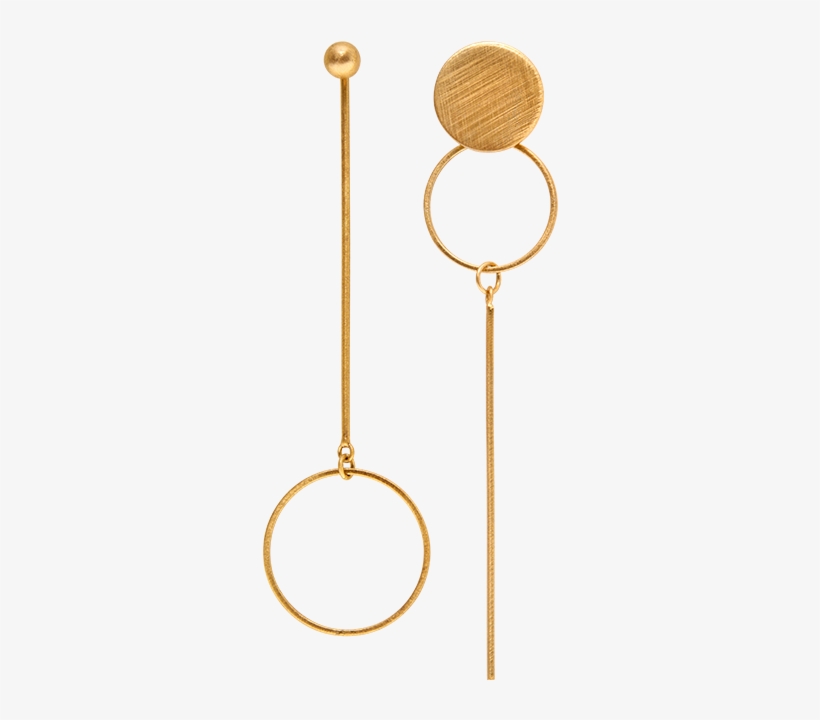 Gold Circle And Plates Earring - Earring, transparent png #351759