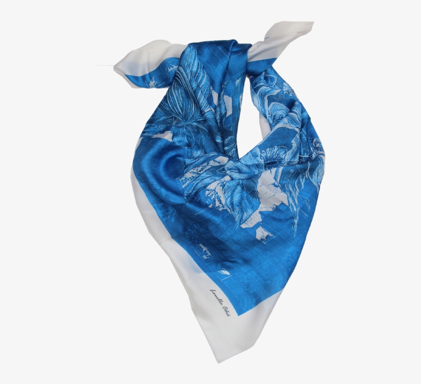 Blue Bouquet Silk Scarf Silk Square - Silk, transparent png #353070