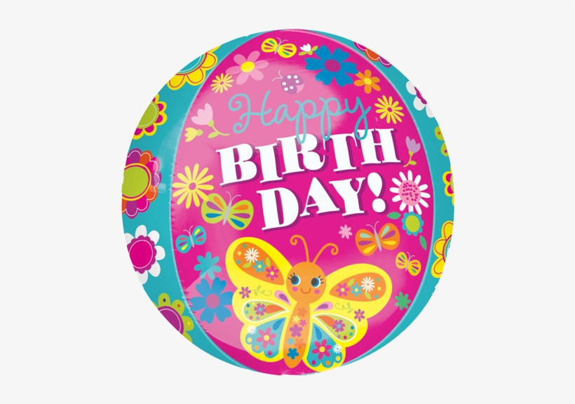 Birthday Cute Butterfly Orbz Balloon - 16" Happy Birthday Cute Butterfly Orbz Foil Balloon, transparent png #353771