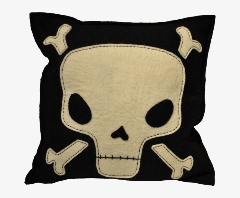 Skull & Crossbone Pillow, Felt Pillow - Skull, transparent png #354086