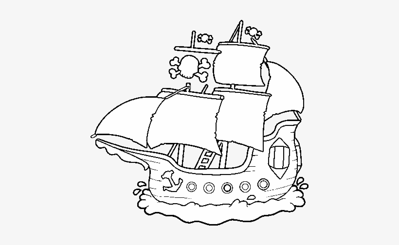 Pirate Ship Coloring Page - Barcos De Piratas Para Dibujar, transparent png #355751