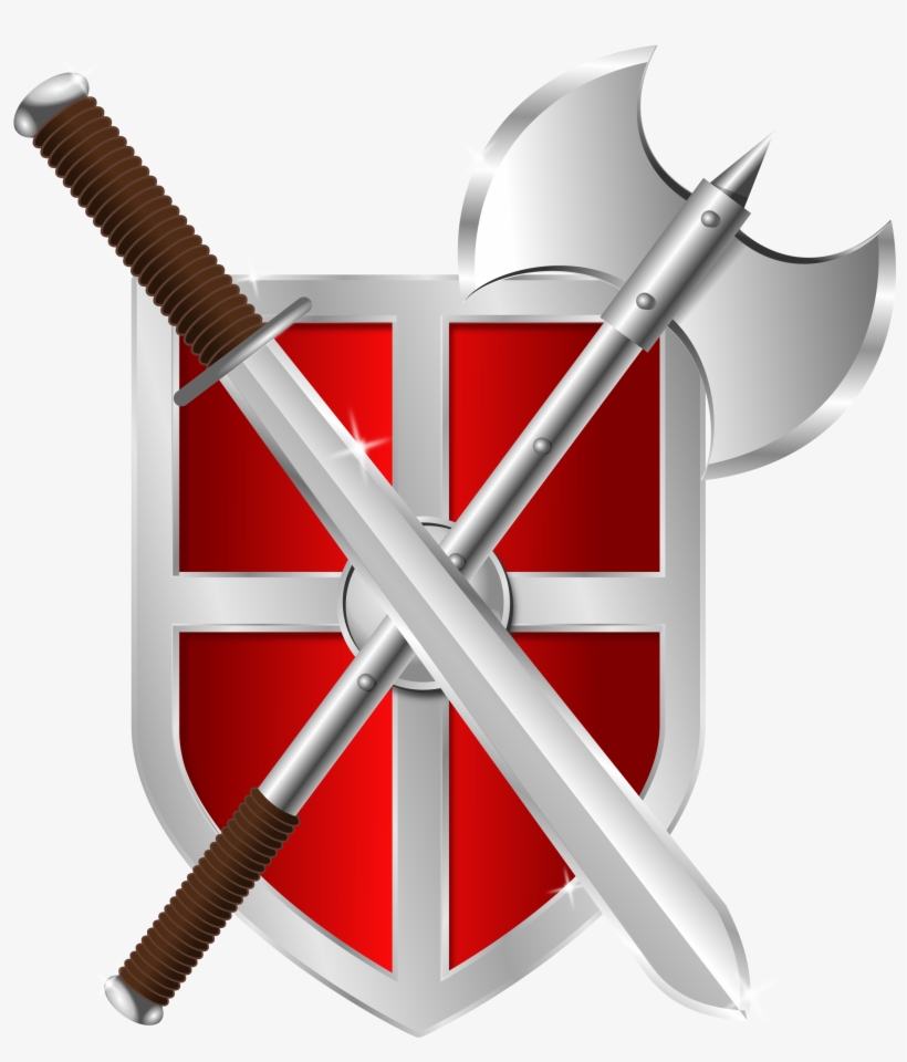Sword, Battleaxe & Shield - Shield And Sword Clipart, transparent png #356004