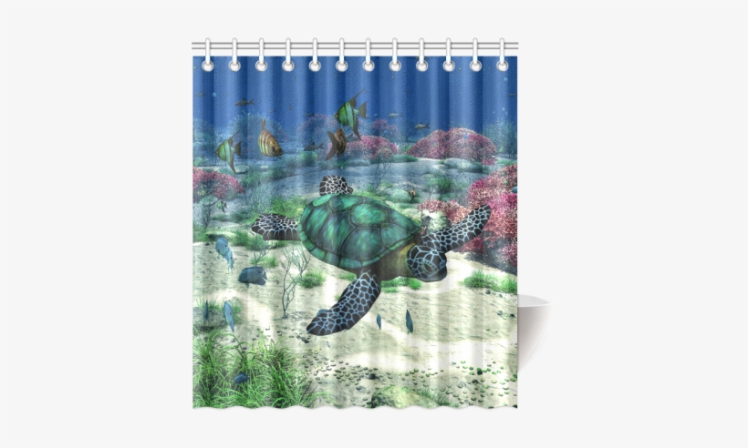 Design Fine Sea Turtle Shower Curtain Sea Turtle Shower - High Quality Bath Curtains Waterproof Fabric Rainbow, transparent png #356114