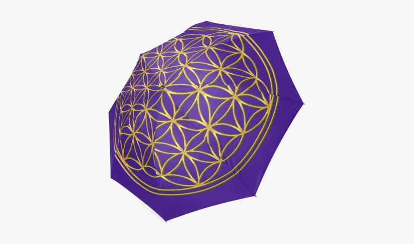 Flower Of Life Gold Foldable Umbrella - Umbrella, transparent png #357837