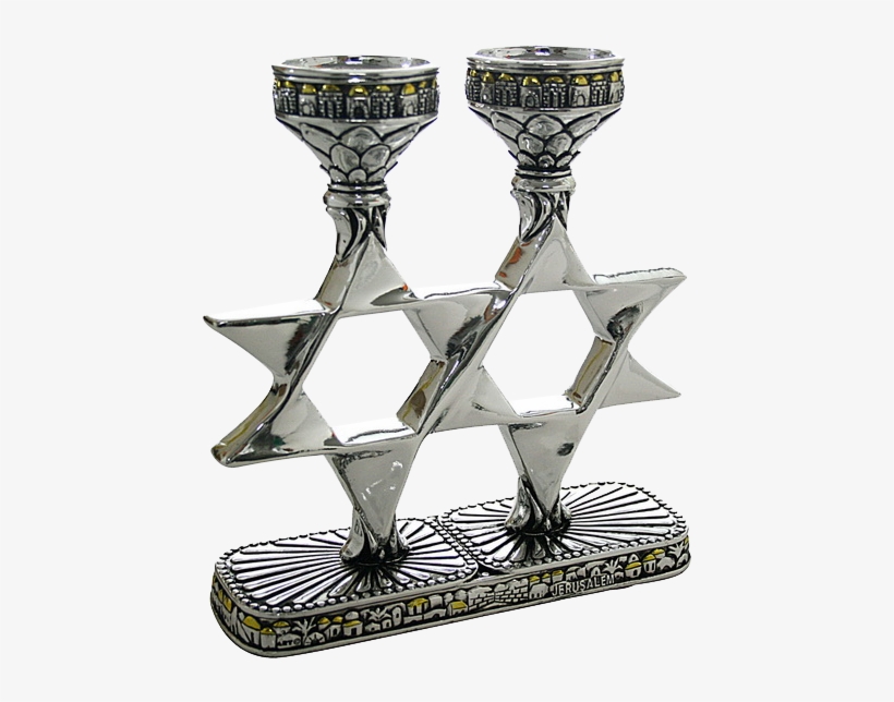 Star Of David Candlesticks - Judaica Star Of David Jerusalem Candlesticks, transparent png #358046
