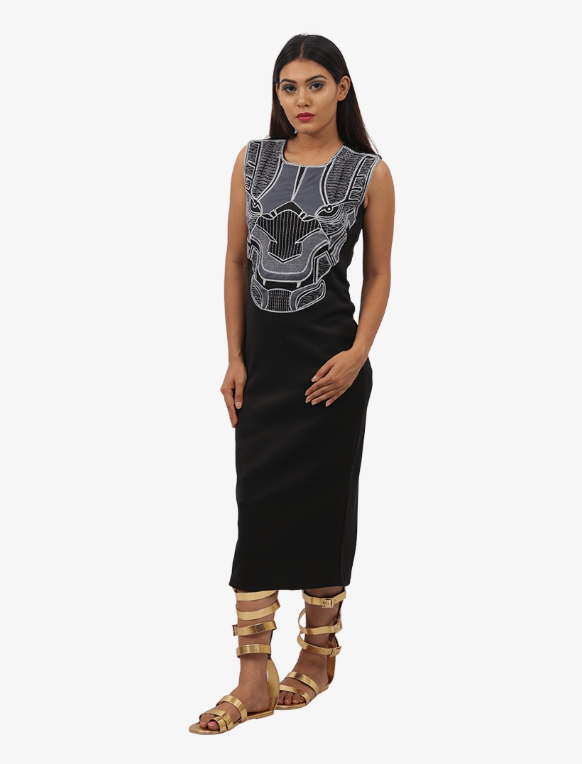 Bahubali 2 Black Appliqued Sheath Dress - Formal Wear, transparent png #358597