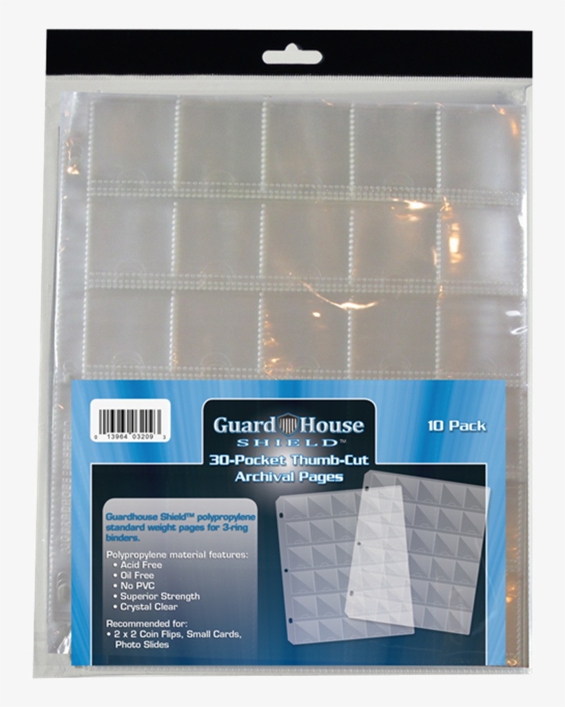 Guardhouse Shield - Guardhouse 20 Pocket Polypropylene Archival Thumb Cut, transparent png #3508129