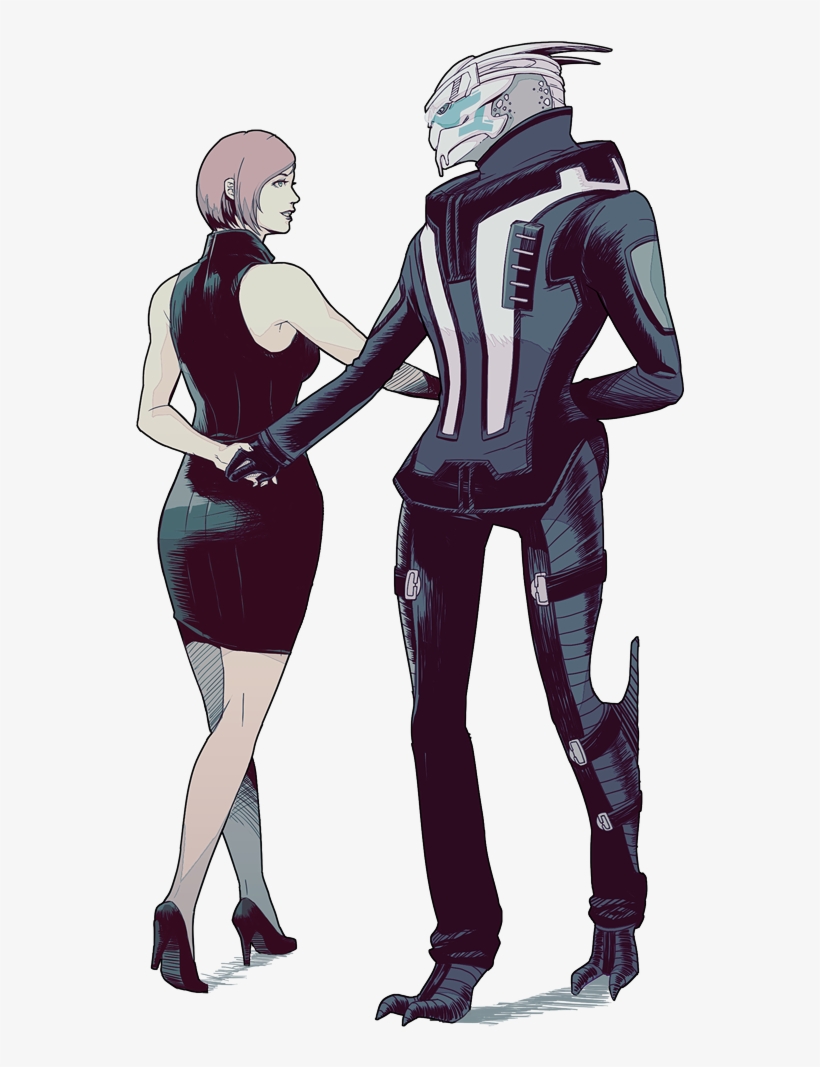 Le Double - Mass Effect Femshep And Garrus, transparent png #3509036