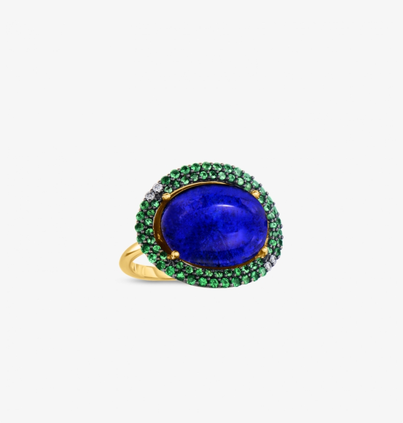 Roberto Coin Art Deco Ring With Lapis And Tsavorite - Sapphire, transparent png #3509884