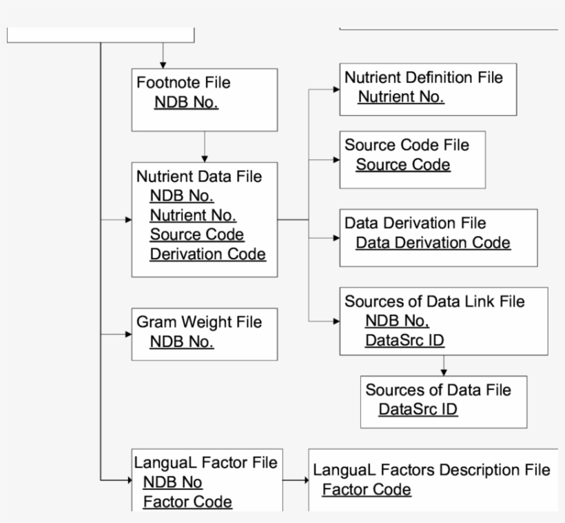 Relationships Among Files In The Usda National Nutrient - Usda National Nutrient Database, transparent png #3510193