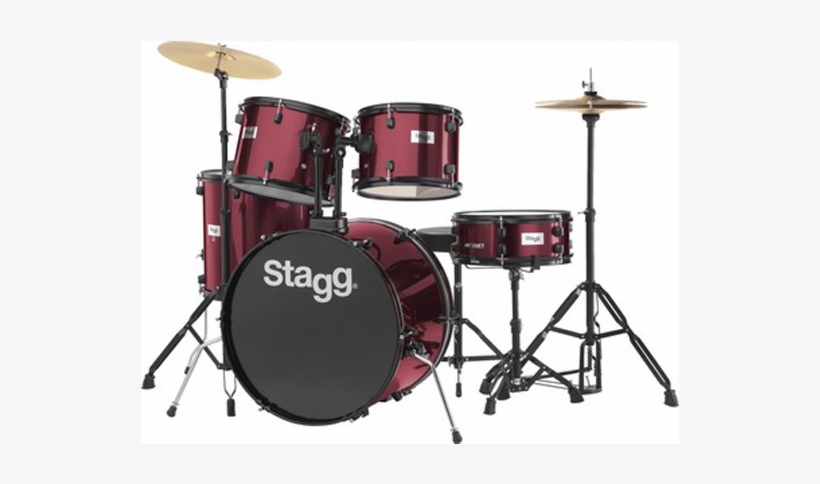 5pcs Drumsets - Stagg Red Drum Kit With Black Hardware, transparent png #3513127