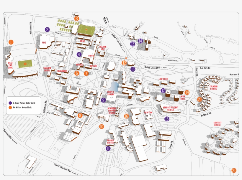 Meter Map Visitor - Clemson University Map, transparent png #3513663