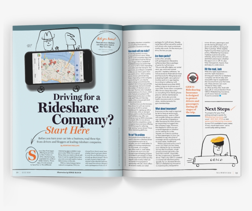 Geico Now Magazine "driving For A Rideshare Company" - Tiggy Legge Bourke, transparent png #3515082