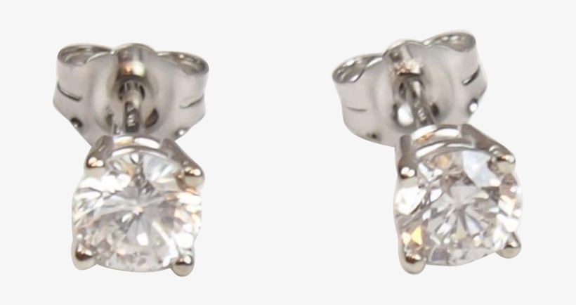 Vintage 14k White Gold .83 Ctw Diamond Stud Earrings, transparent png #3515727
