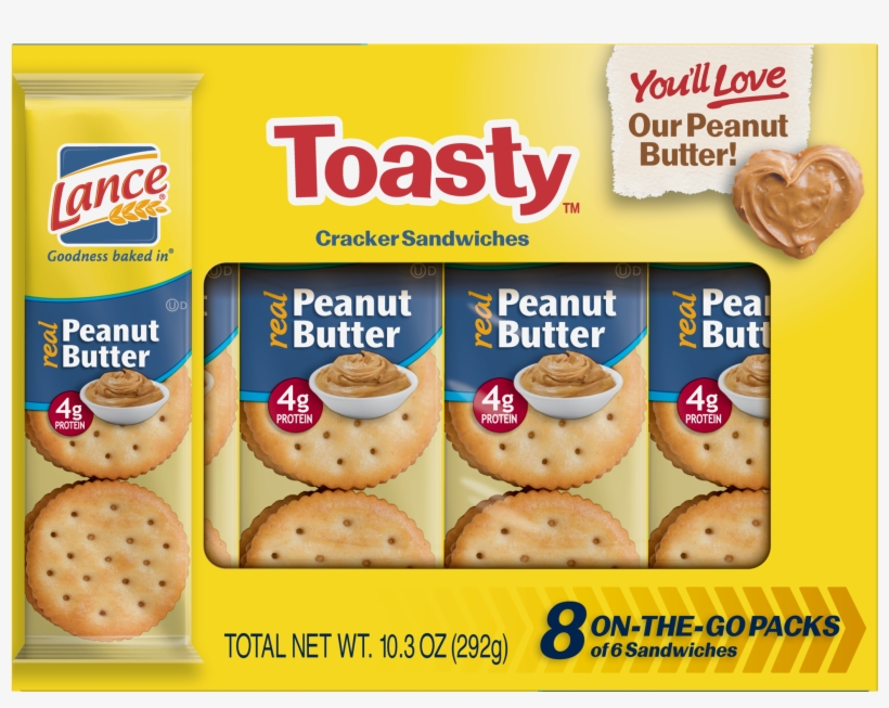 Lance Sandwich Crackers, Toasty Peanut Butter, 8 Ct - Lance Sandwich Crackers, transparent png #3519919