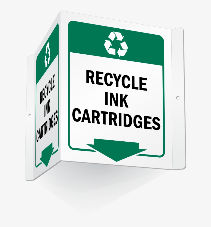 Recycle Ink Cartridges Projecting Recycling Sign - Recycle Toner Sign, transparent png #3520067