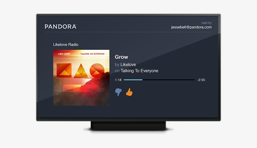 Pandora Chromecast Nowplaying Tv - Windows 10 Pandora Chromecast, transparent png #3523200