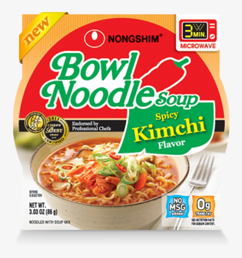 Nongshim Kimchi Flavor Noodle Bowl - Nong Shim Noodle Bowl Soup, Spicy Kimchi - 3.03 Oz, transparent png #3525522