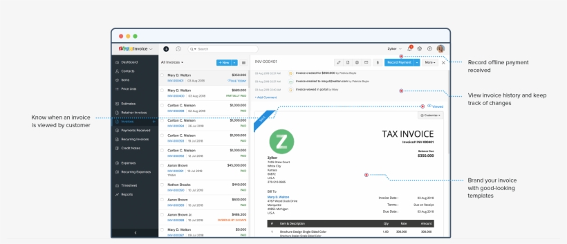 Create Invoice - Zoho Invoice - Zoho Office Suite, transparent png #3525875