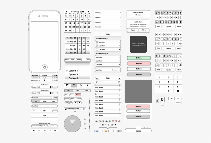 Iphone Gui Wireframe Set By Roy Abbink, Via Behance - Website Wireframe, transparent png #3526703