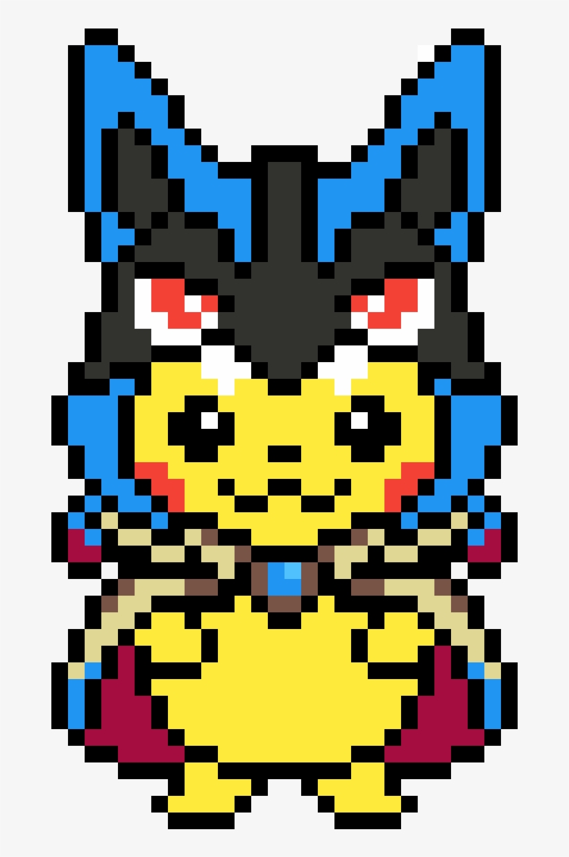 Pikachu Wearing Mega Lucario Hoodie - Pixel Art Pikachu Lucario, transparent png #3529481