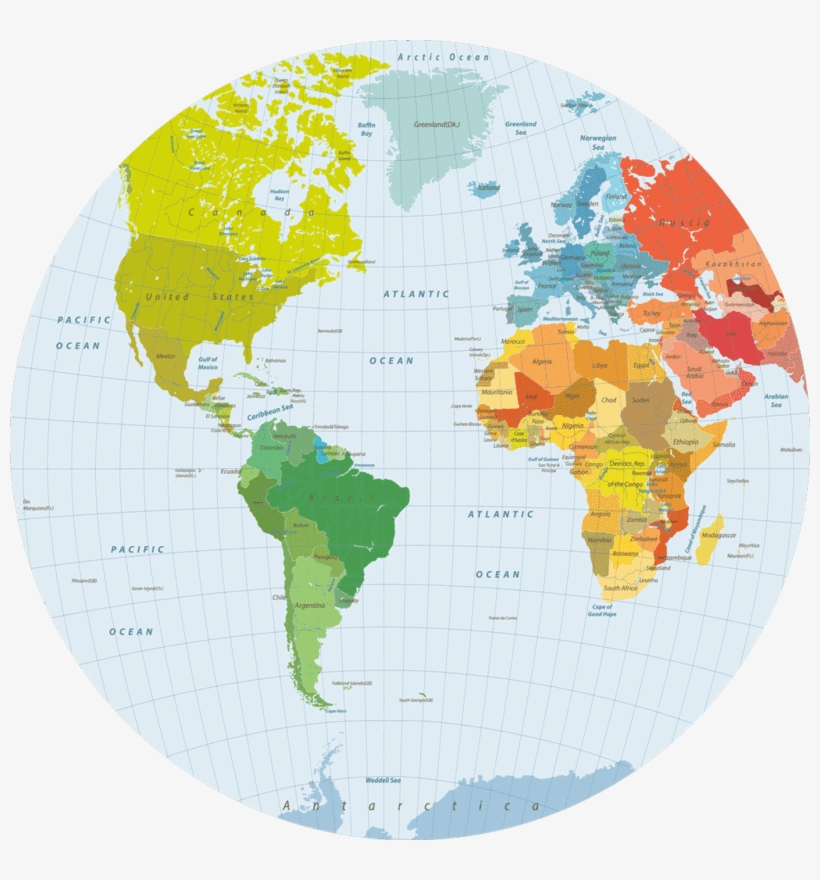 World Map Linoleum Round Mat D-2 - World Map Round Png, transparent png #3530831