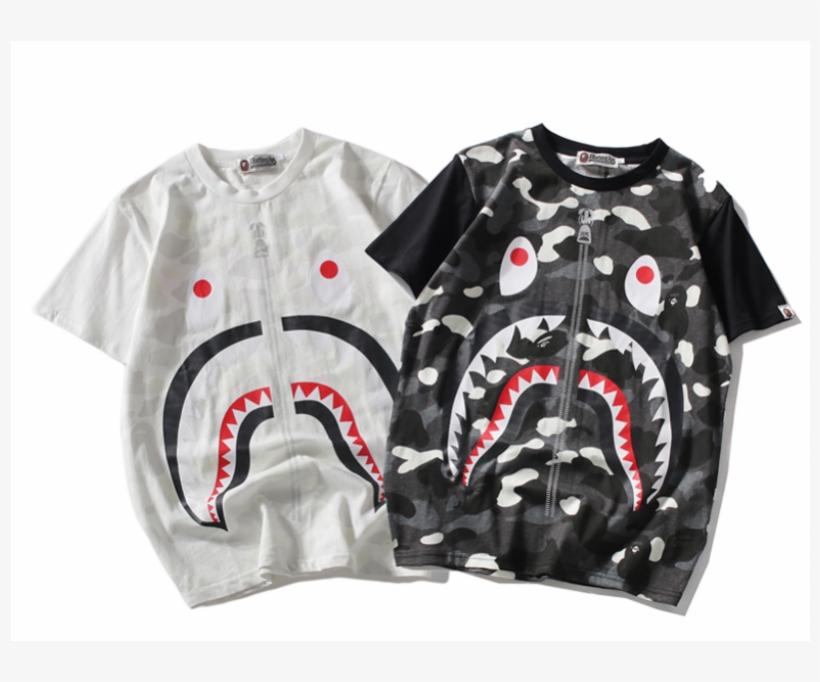 Popular Logo Shark Head Camouflage T-shirt Black & - T-shirt, transparent png #3531714