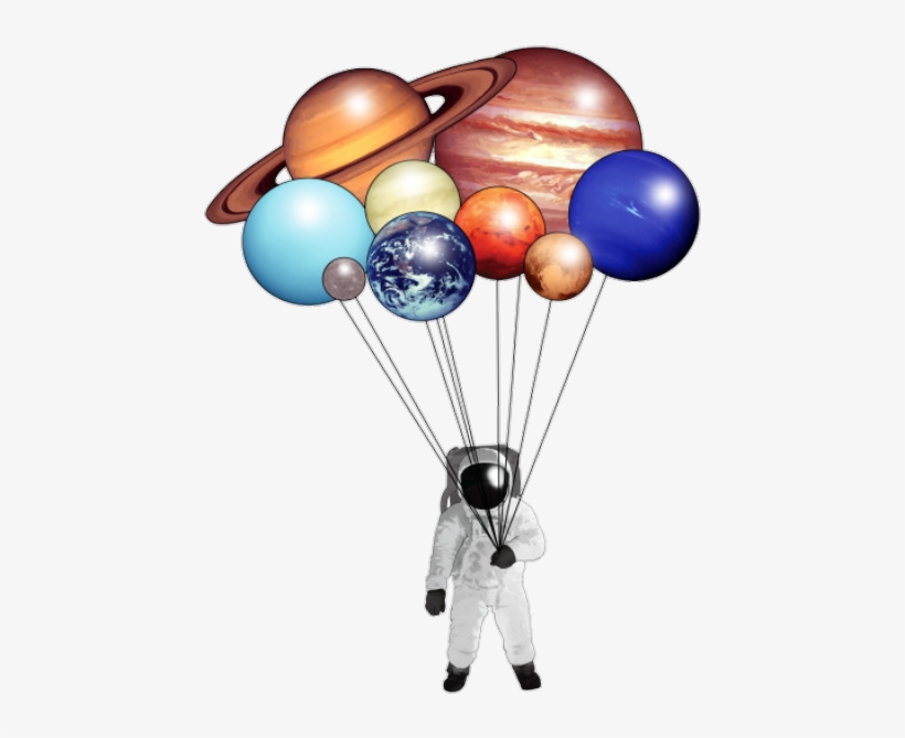 Fteplanet Planet Astronaut Balloons - Drawings Astronaut Holding Planet Balloons, transparent png #3532626