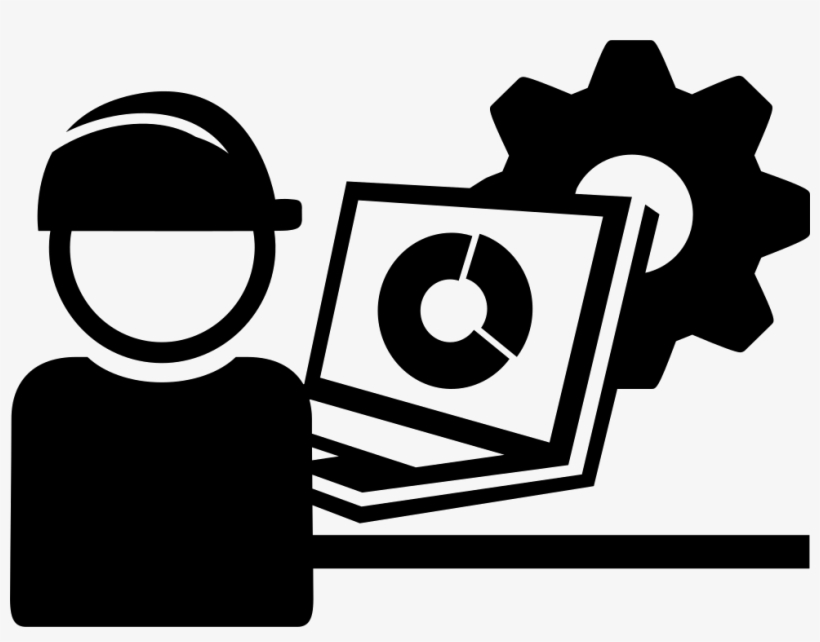 Industry Worker With Cap Protection And A Laptop Comments - Industry Icon Png Black And White, transparent png #3538676