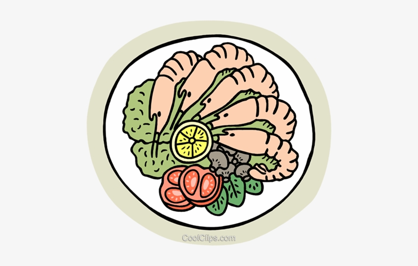 Shrimp Cocktail Royalty Free Vector Clip Art Illustration - Plate Of Food Clip Art, transparent png #3538926