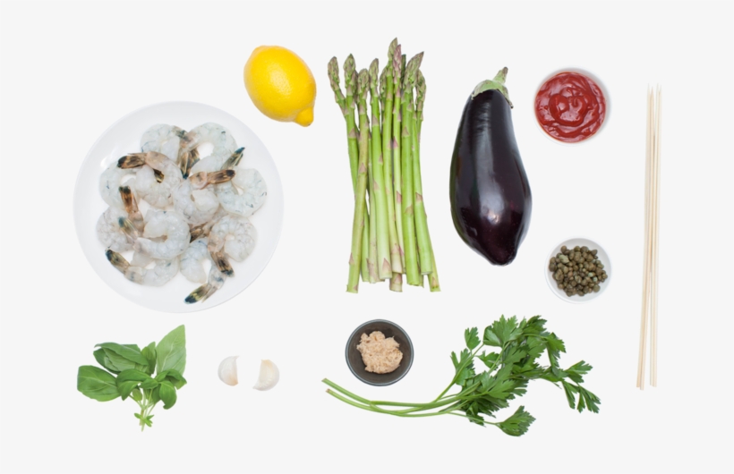 Grilled Shrimp Cocktail With Eggplant Caponata & Asparagus - Prawn Cocktail, transparent png #3539020