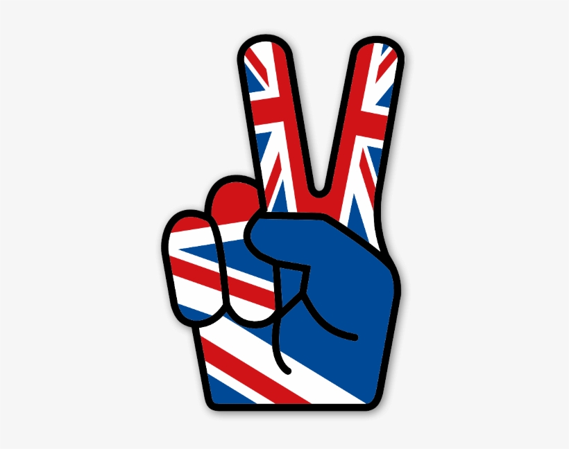 Union Jack Victory Fingers Sticker - Union Jack V For Victory, transparent png #3539023