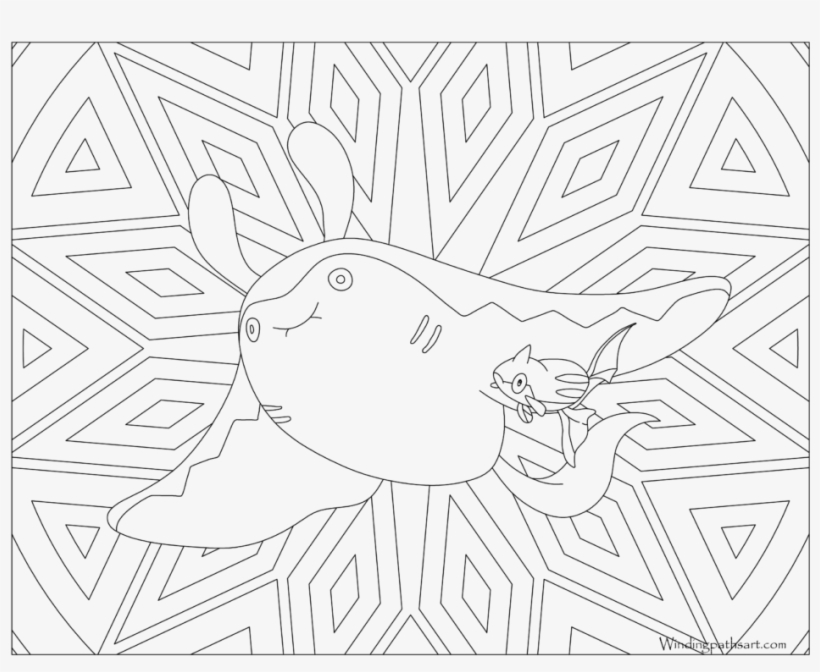 Adult Pokemon Coloring Page Mantine - Coloring Book, transparent png #3540963