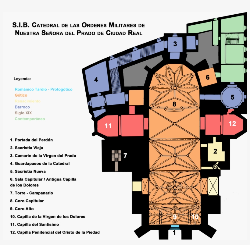 Planta Catedral Ciudad Real - Plano Catedral De Ciudad Real, transparent png #3541773