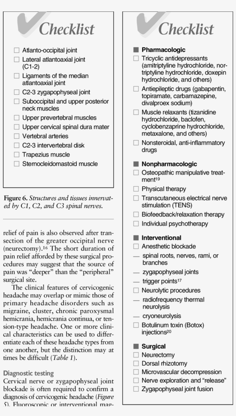 Potential Treatment Interventions For Cervicogenic - Document, transparent png #3542121